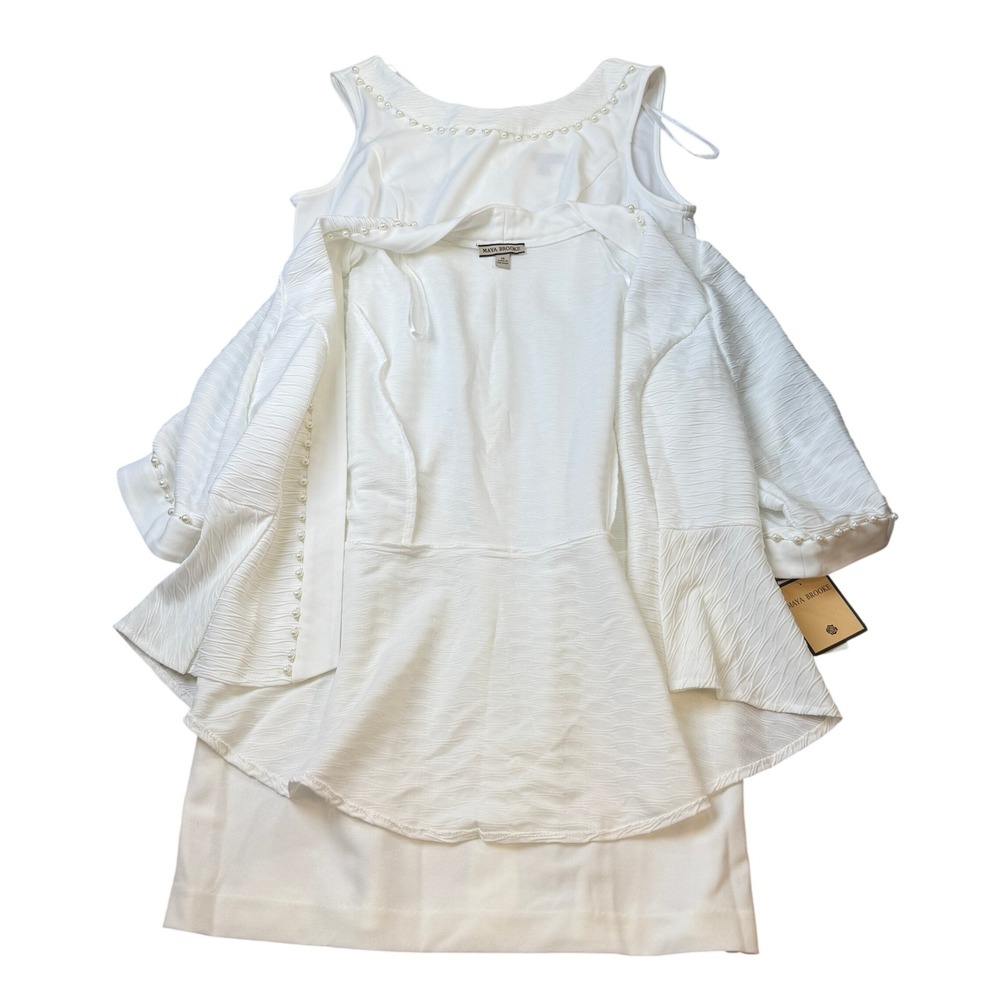 MSRP $99 Maya Brooke Womens 16 White 2 Piece Jacket Dress